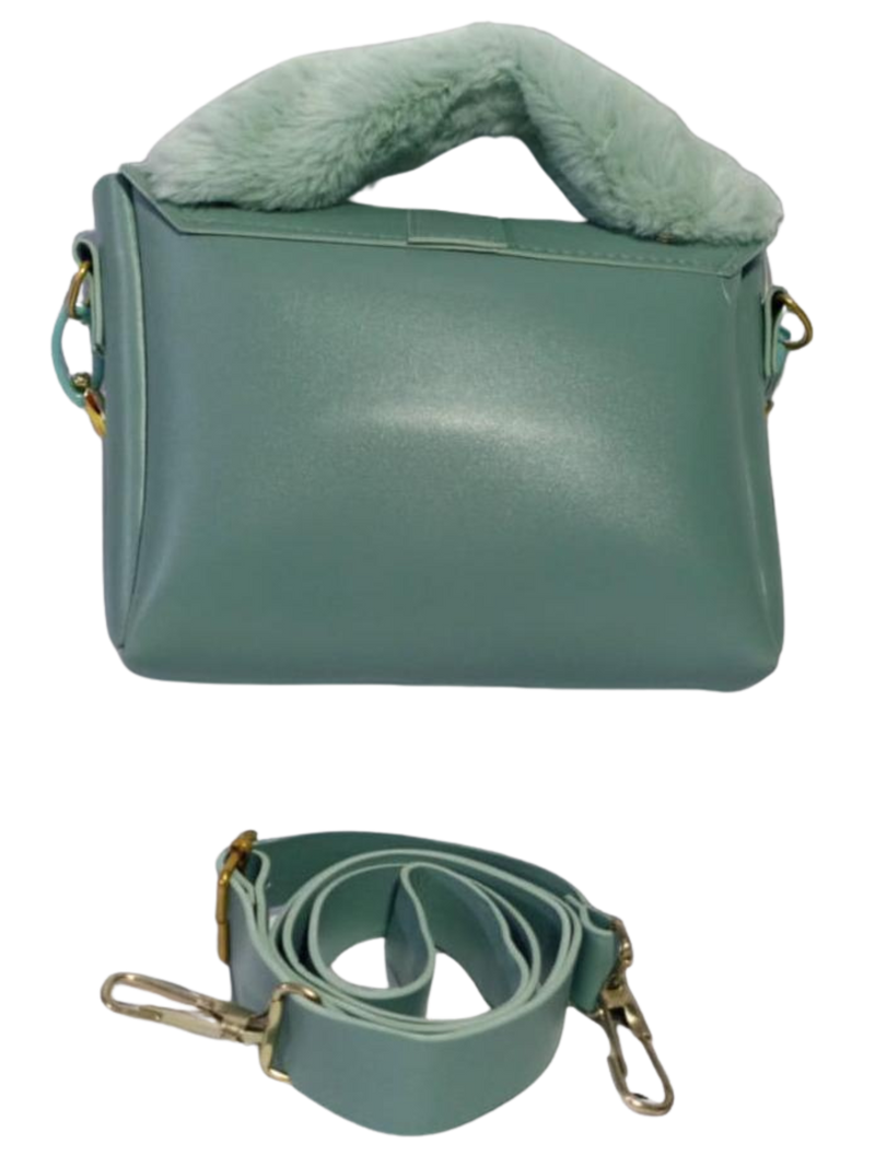 Chunky Chain Purse With Fur For Women And Girls Green